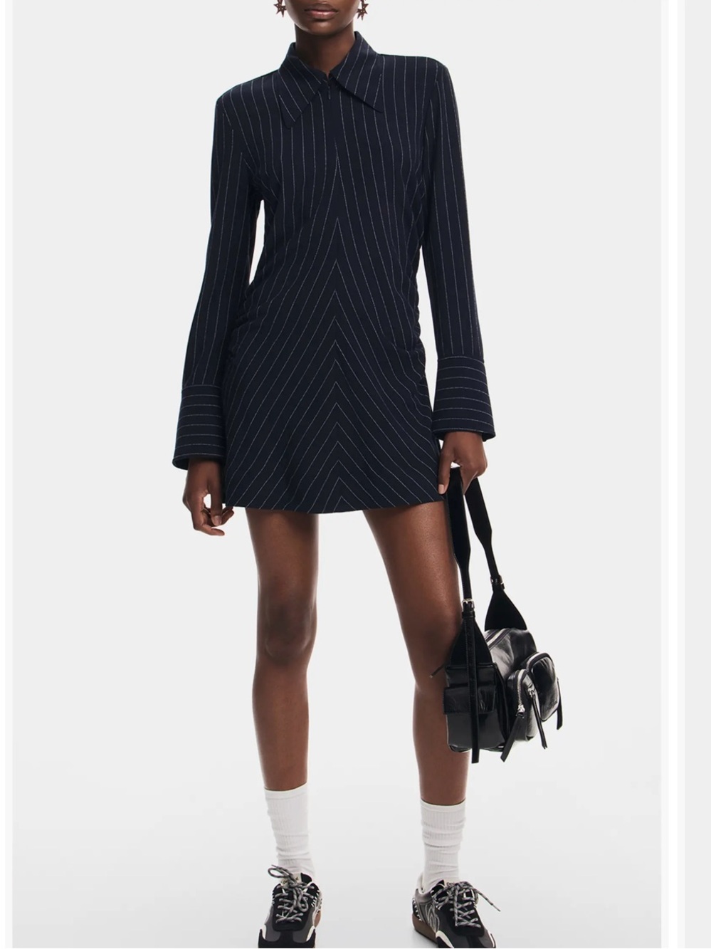 Desigual Navy Pinstripe Mini Shirt Dress